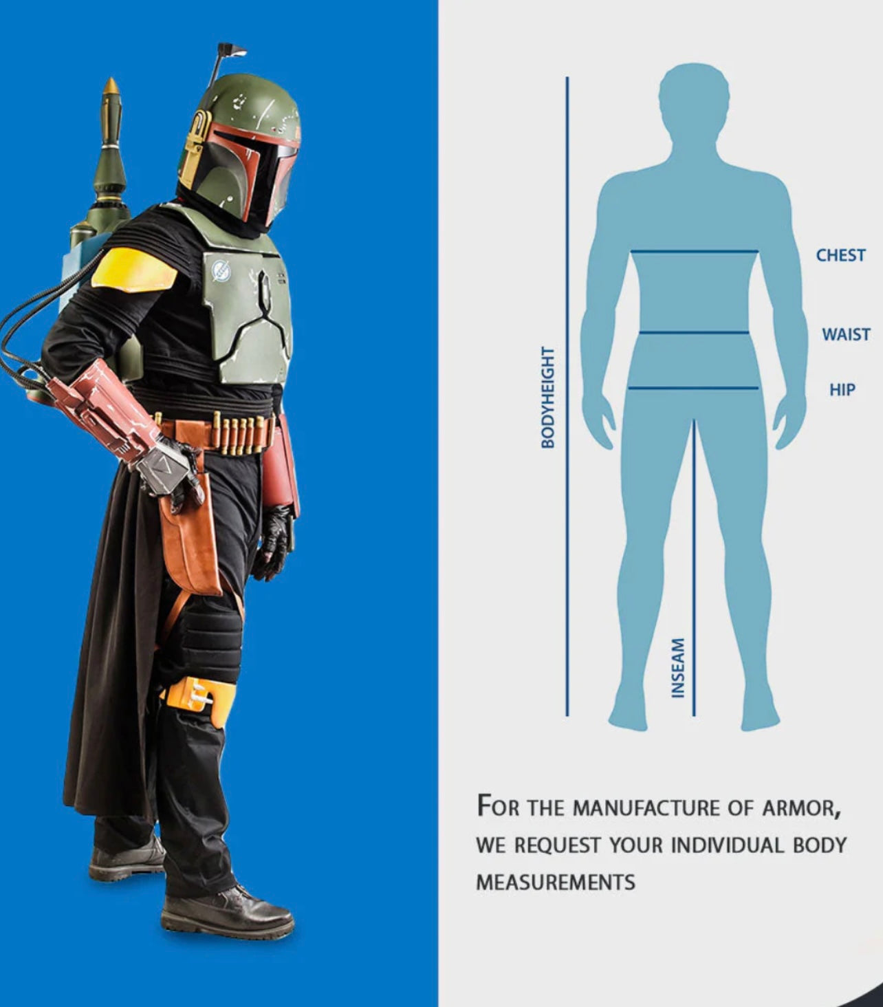 Star Wars Boba Fett Cosplay Full Armor with Jetpack and Helmet