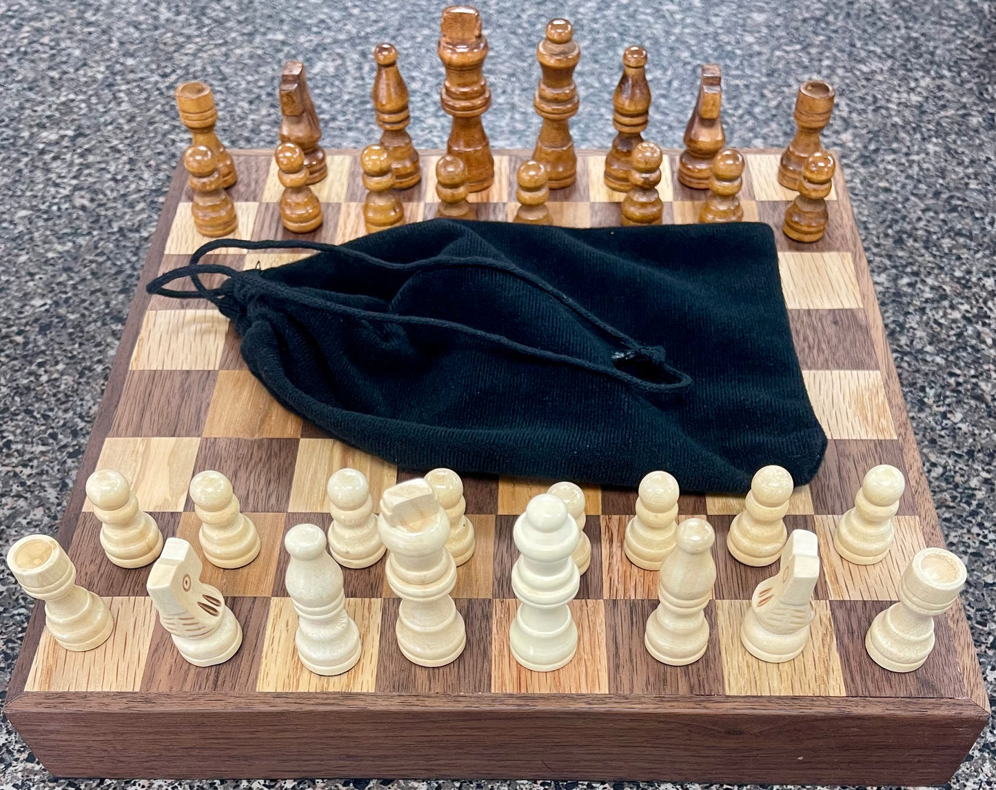 Handcrafted Hickory & Walnut Chessboard