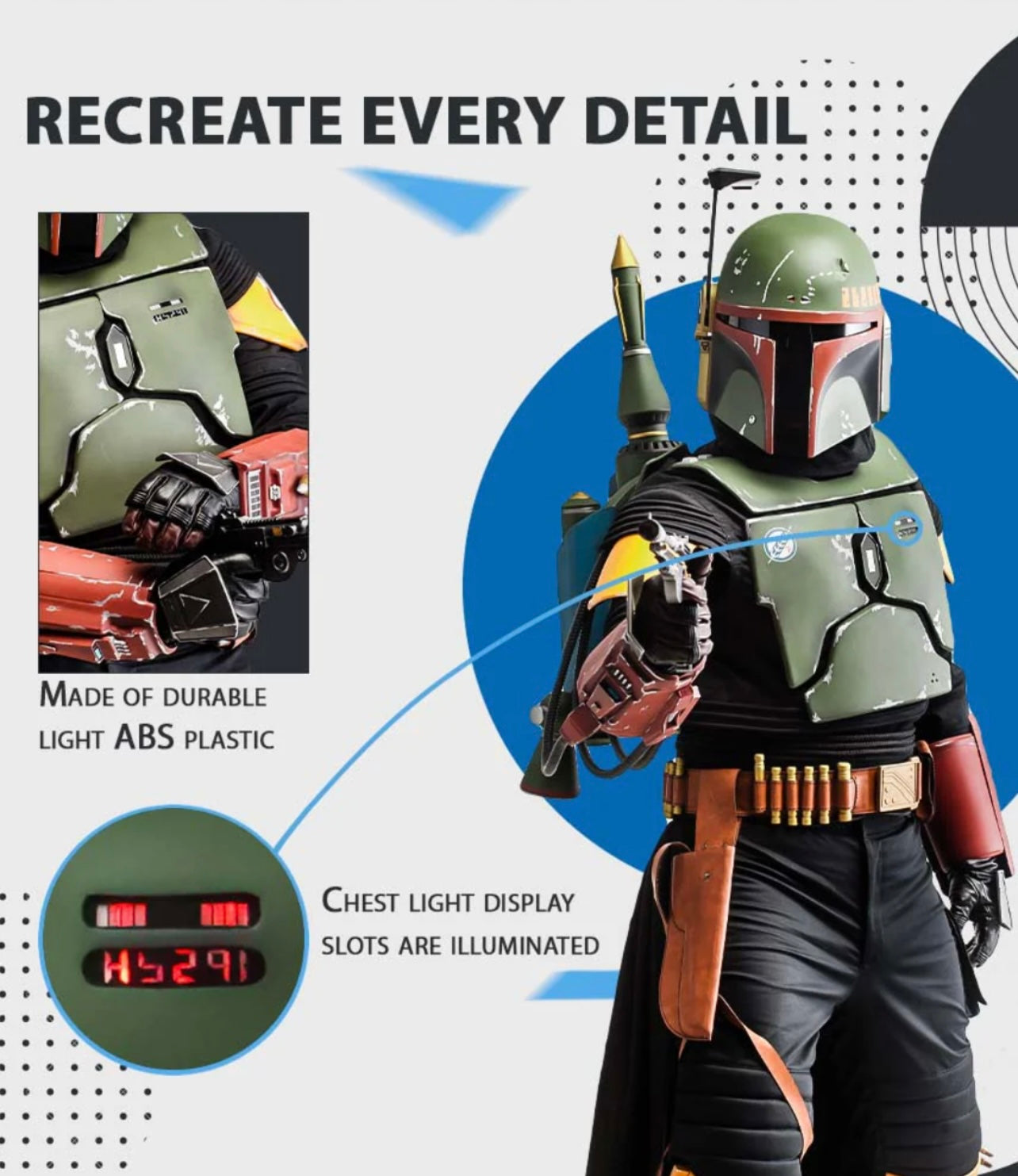 Star Wars Boba Fett Cosplay Full Armor with Jetpack and Helmet