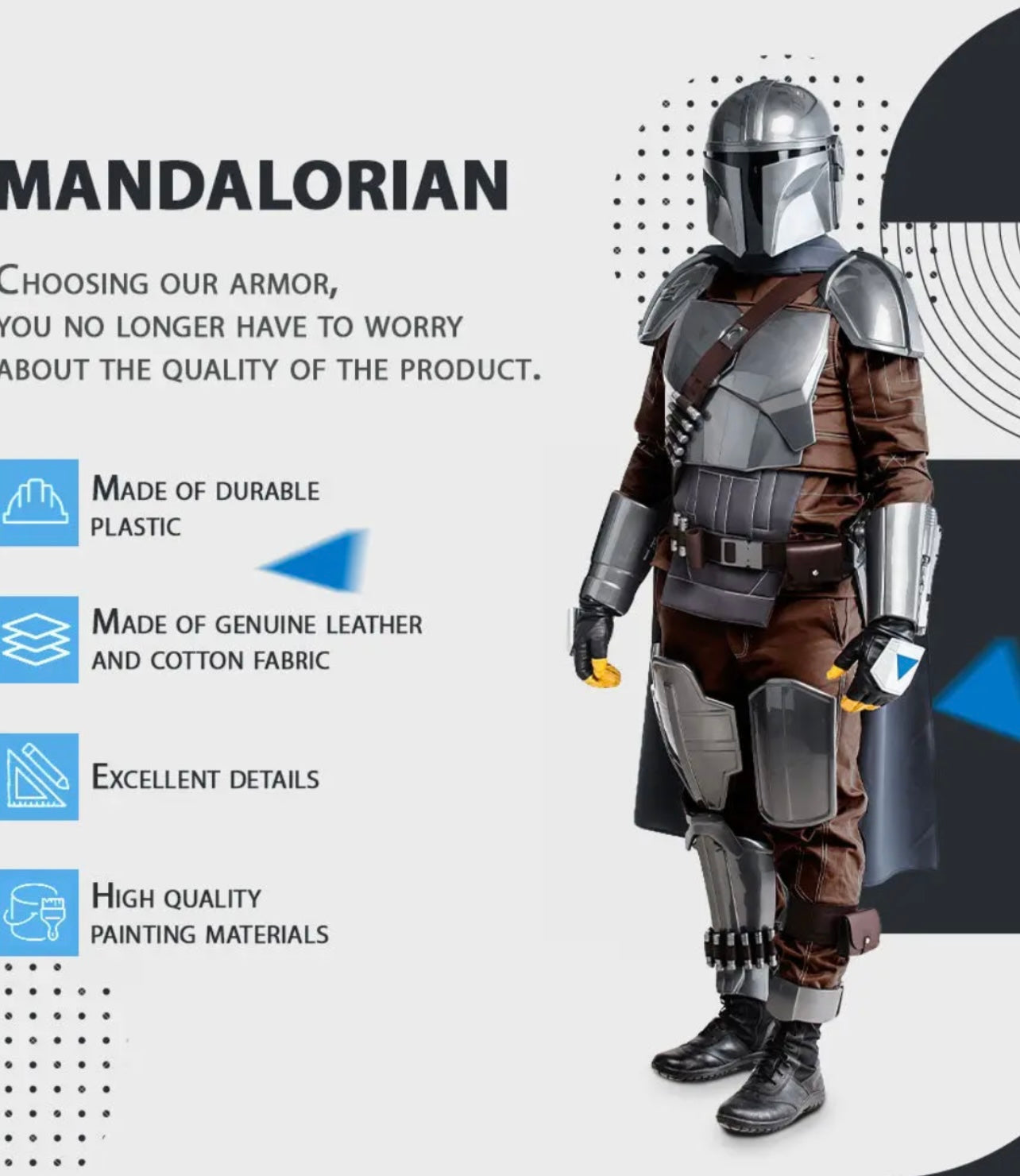 Star Wars Mandalorian Cosplay Full Armor with Jetpack and Helmet