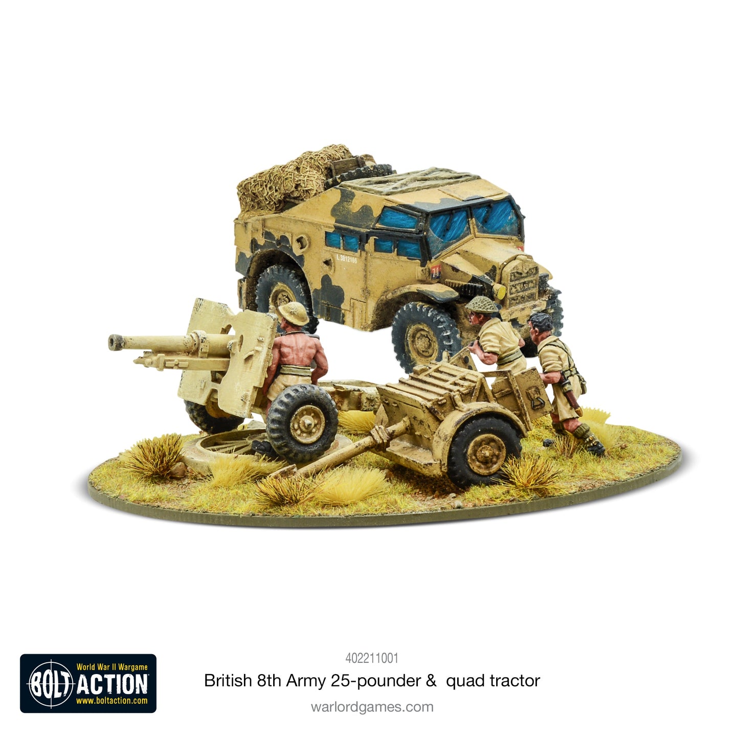 British 8th Army 25-pdr Light Artillery, Quad tractor & Limber