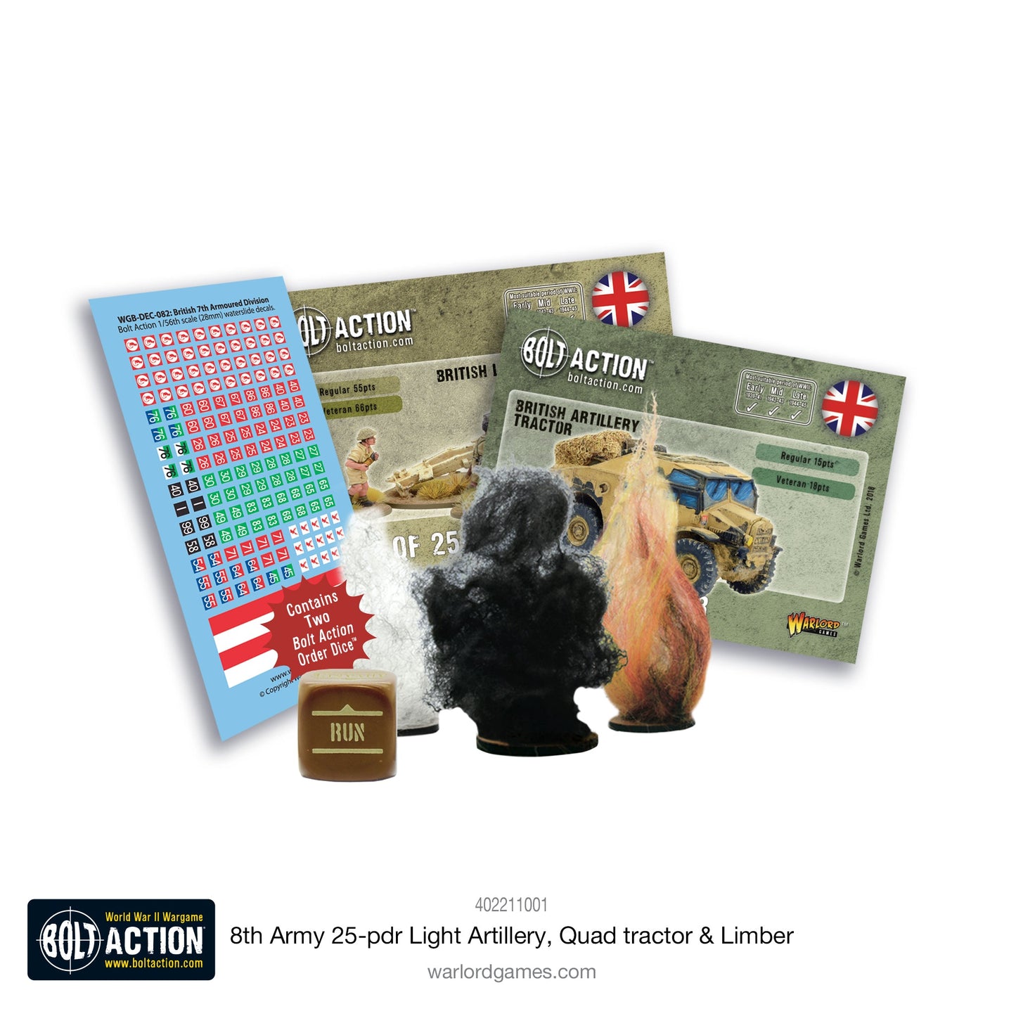 British 8th Army 25-pdr Light Artillery, Quad tractor & Limber