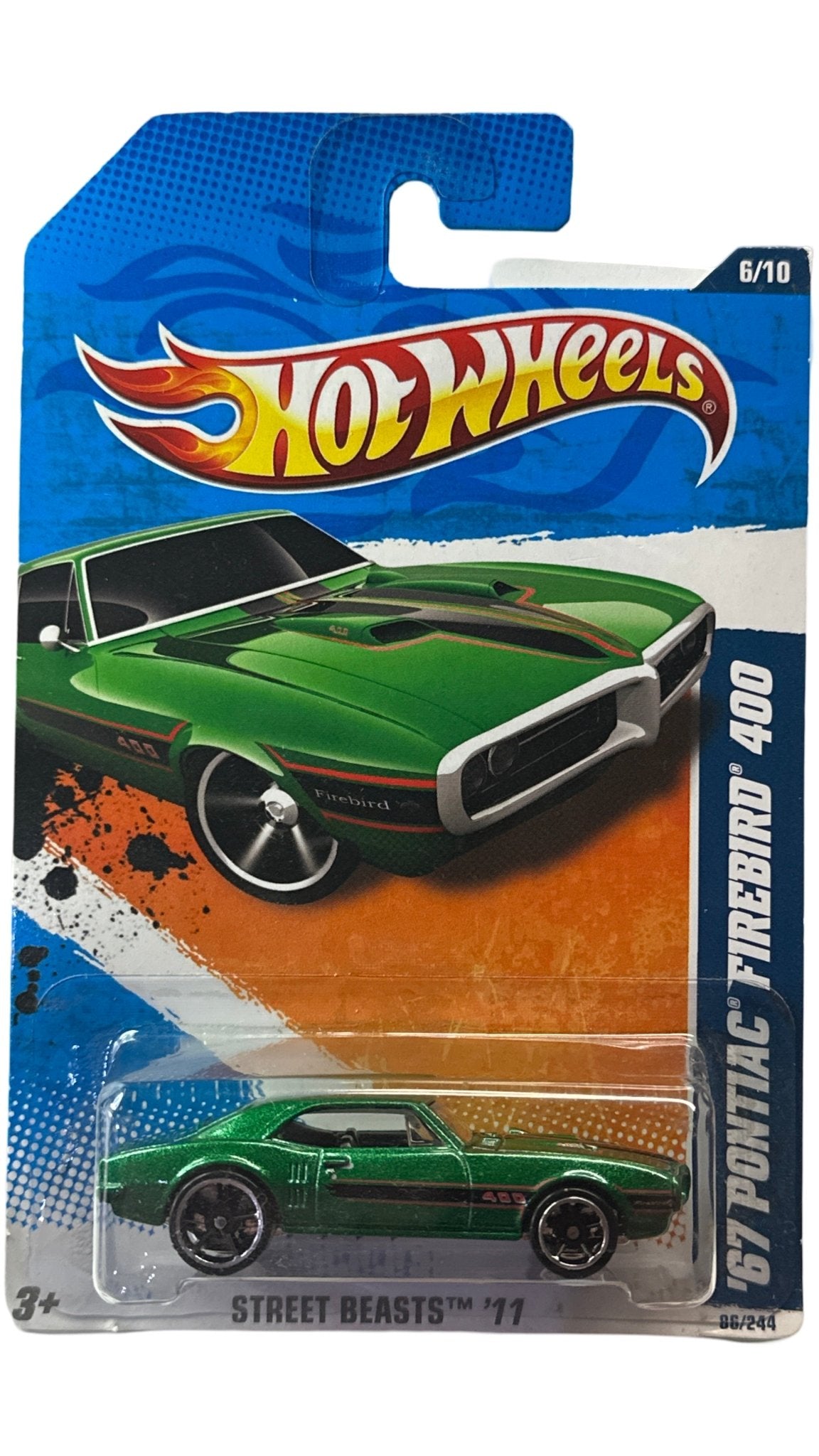 Hot Wheels Street Beasts 11 Green 67 Pontiac Firebird 400 Car 86/244 - Jnstoys