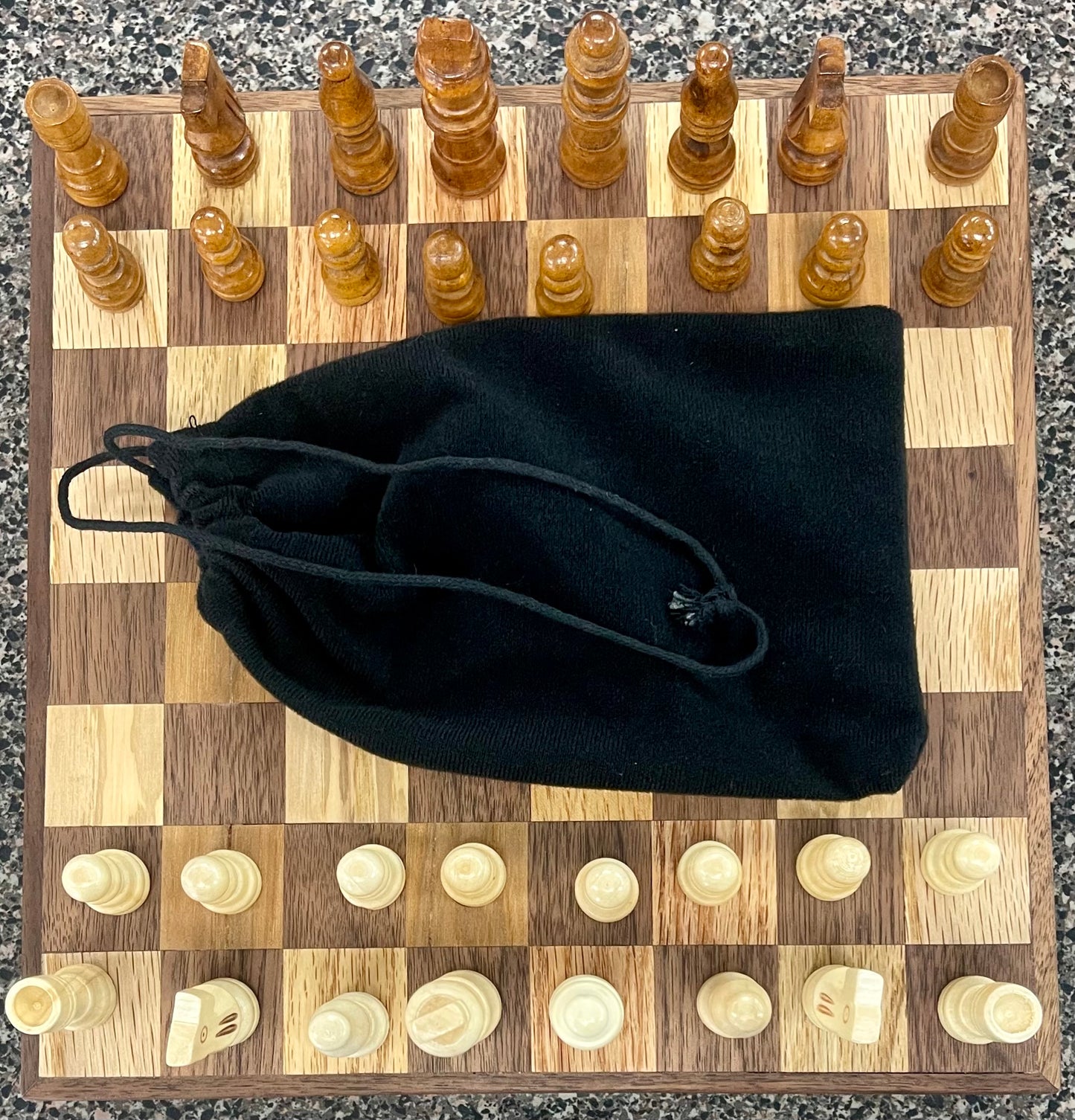 Handcrafted Hickory & Walnut Chessboard