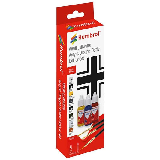 Humbrol Acrylic Paint and Brush Luftwffe WWII Colors