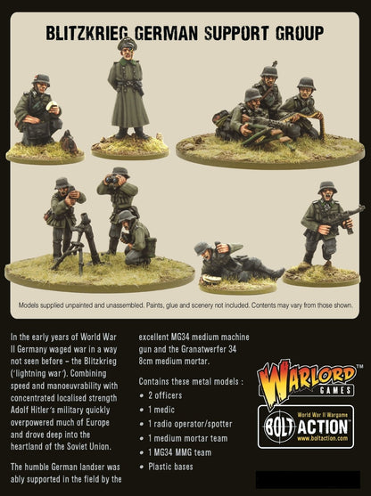 Bolt Action: Blitzkrieg German Support Group (HQ, Mortar & MMG)