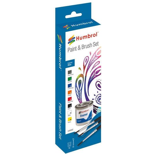 Humbrol Enamel Paint and Brush Gloss Set