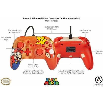 PowerA Enhanced Wired Controller for Nintendo Switch - Mario - Jnstoys